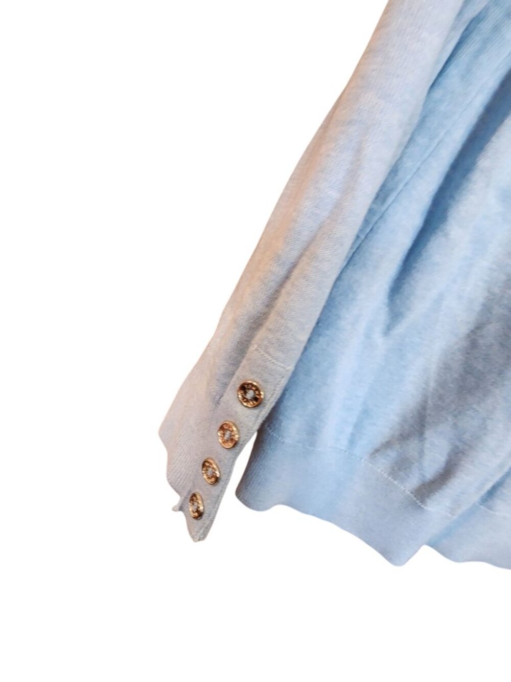 Tommy Hilfiger Light Blue Turtleneck Sweater With Logo Embroidery & Button Cuff - Picture 3 of 4